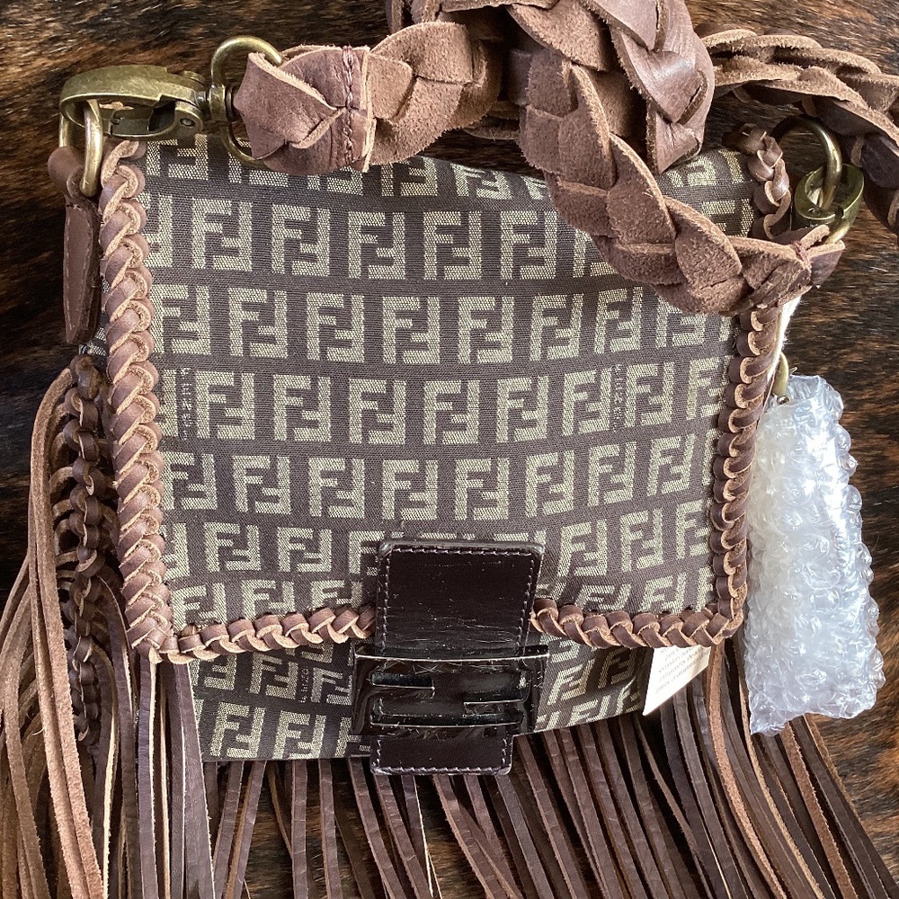 Authentic Fendi Vintage Boho Bags Revamped Chocolate Fringe Crossbody Handbag